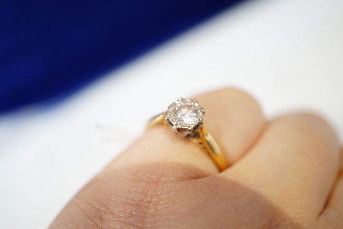 A diamond solitaire ring